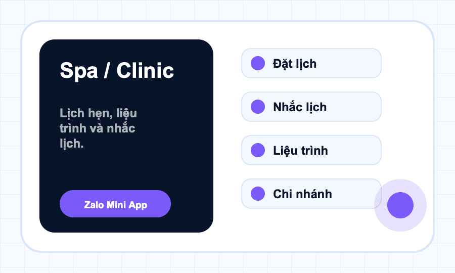 Minh họa Zalo Mini App cho Spa / Clinic