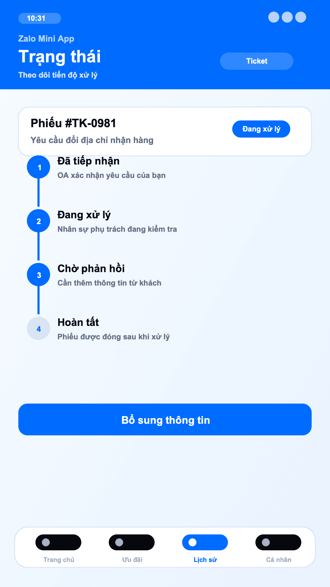 CSKH tự động - Trạng thái